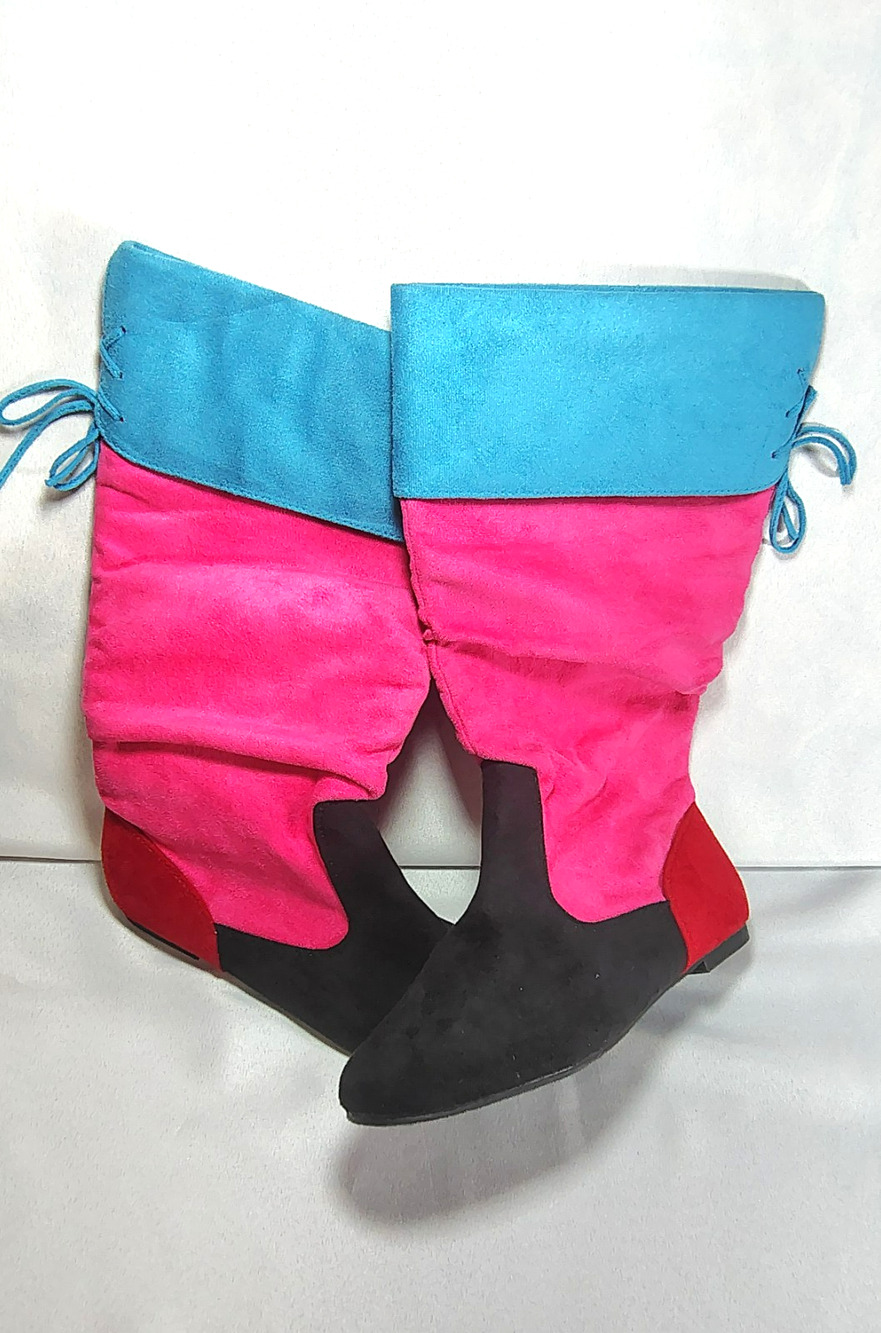 Vintage 1980's Color block Slouch Boots Size 9 Retro